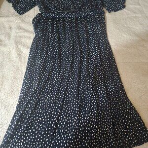 Women’s Maternity Navy Blue & White Work Dress | Size Large